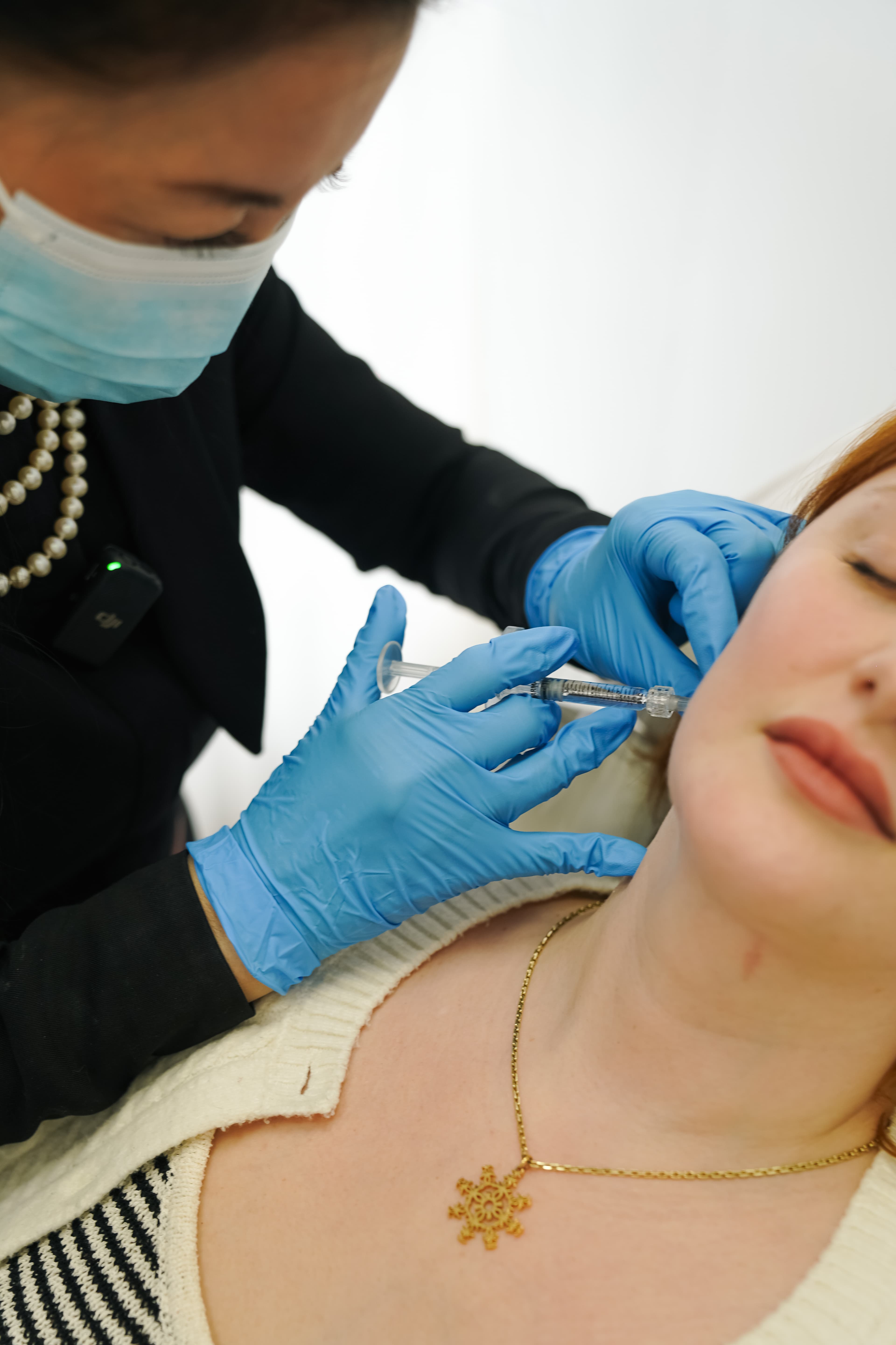 Close-up of facial skin showing smooth, youthful texture