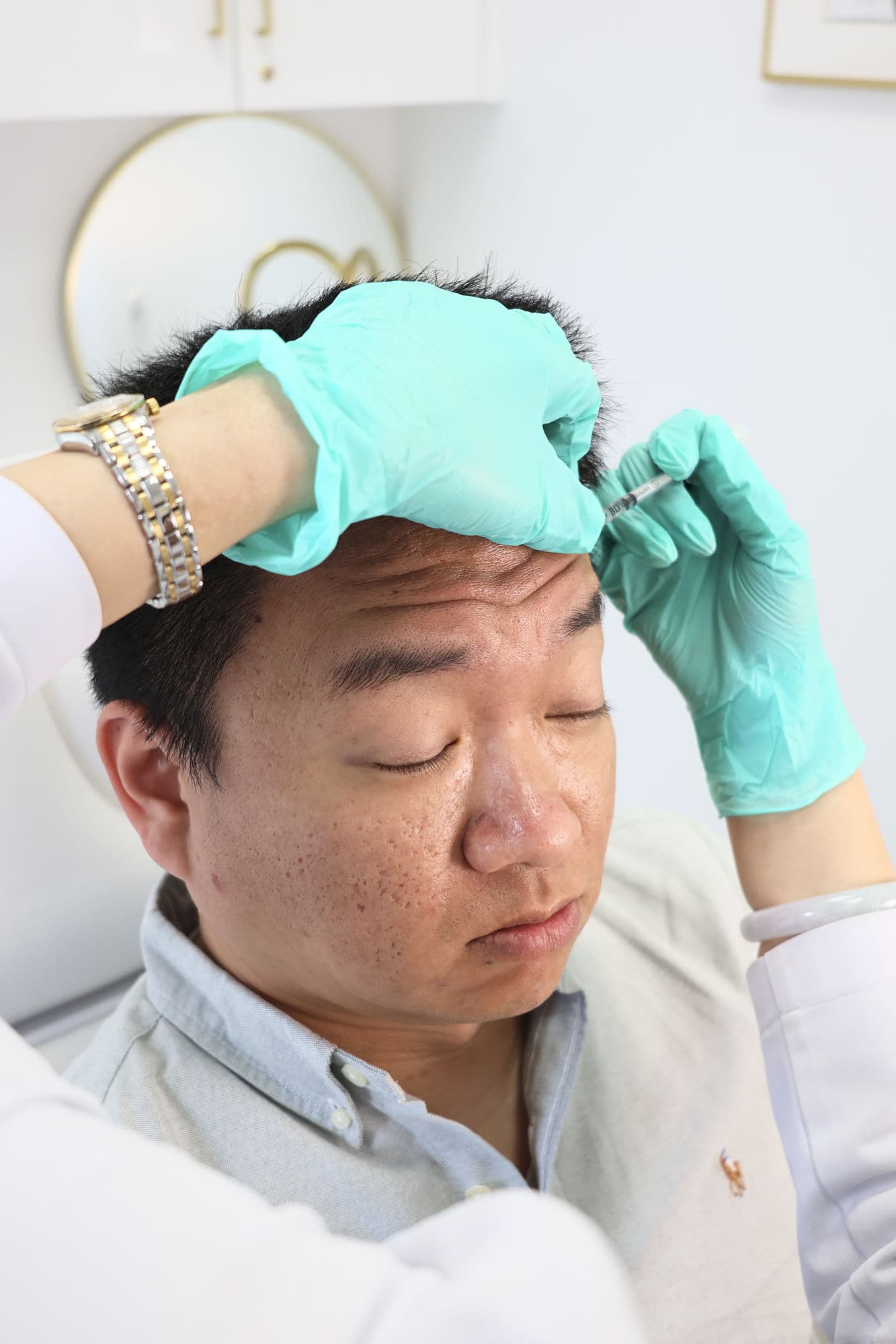 Close-up of facial skin showing fine lines